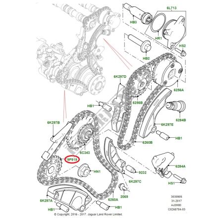 Koło zębate dolnego łańcucha rozrządu Land Rover Range Rover 2.0 diesel LR073765