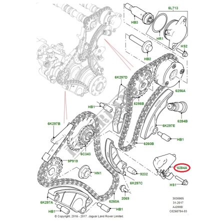 Napinacz dolnego łańcucha rozrządu Land Rover Range Rover 2.0 diesel LR138833