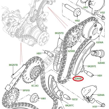 Łańcuch rozrządu górny 2.0 diesel Land Rover Discovery Sport, Discovery 5, Range Rover Sport, Velar, Evoque LR139320