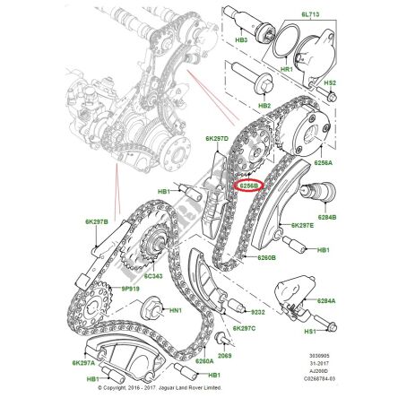 Koło zębate górnego łańcucha rozrządu Jaguar XE XF E-Pace F-Pace 2.0 diesel JDE36435